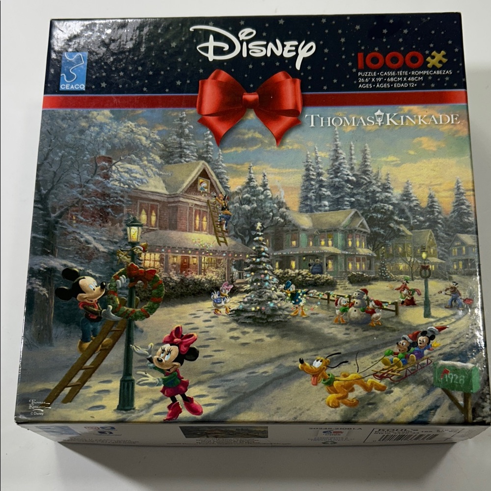 Disney Thomas Kinkade Festive Winter Puzzle - Red and Green - Picture 5 of 16
